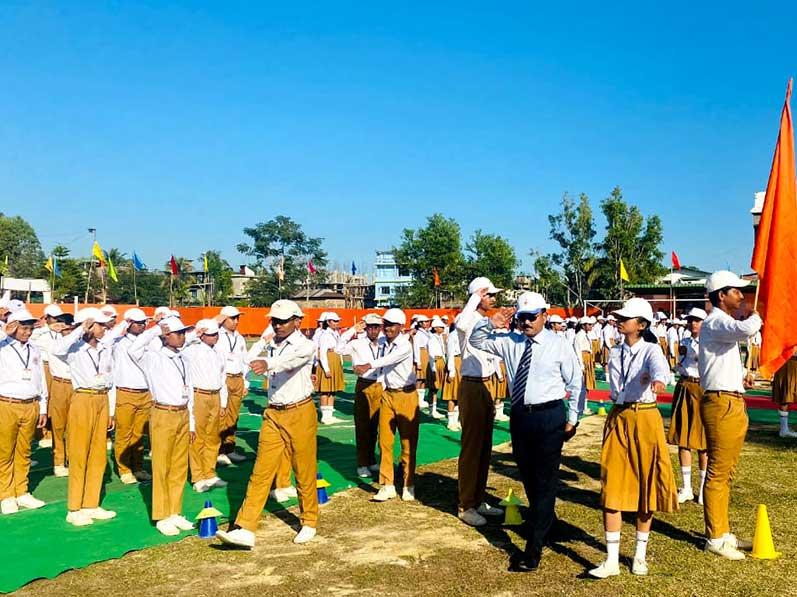 Group Song was sung by students of Maharishi Vidya Mandir Silchar on the Inaugural ceremony of Annual Sports Day.
